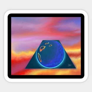 Trippy Planet Moon Space Abstract Pastel Void Sci Fi Glowing Sunset Artwork Unique Cool Sticker